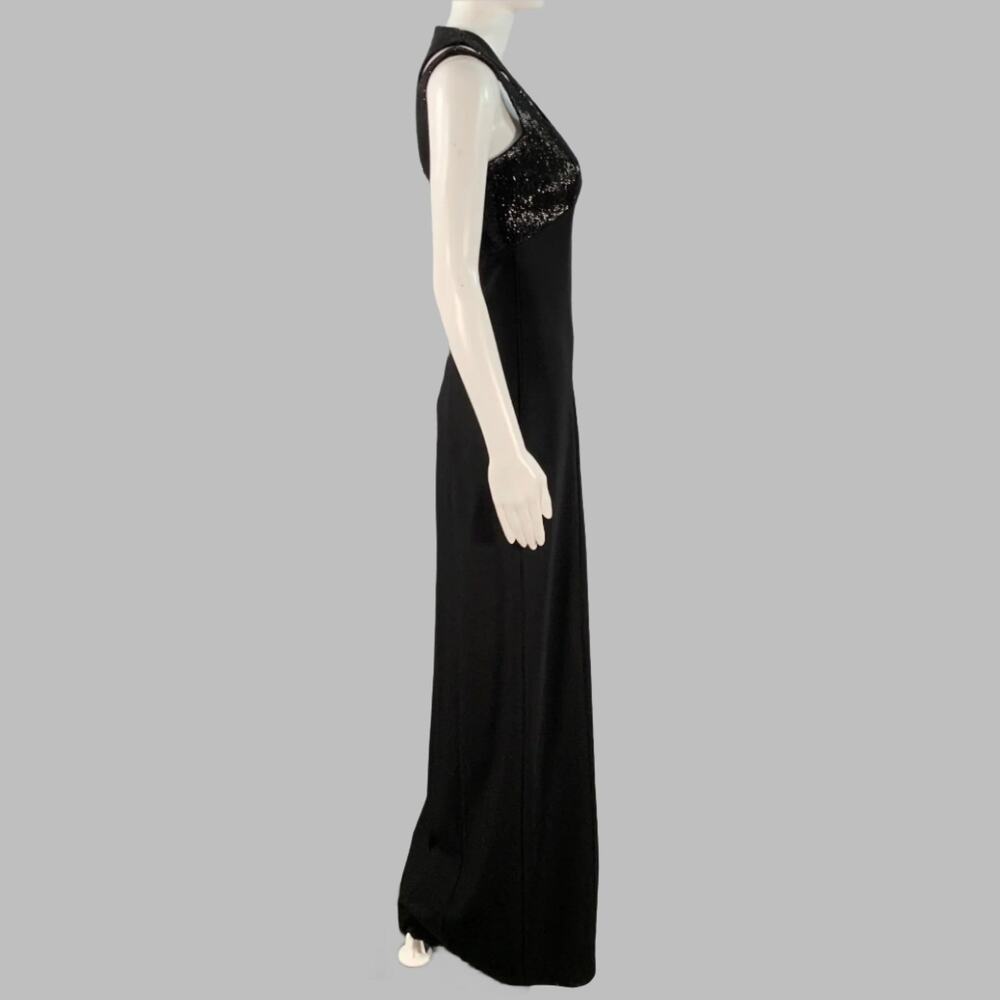 MICHAEL KORS Size 2 Black Virgin Wool Blend Cutout Sequined Evening Gown - Picture 3 of 7